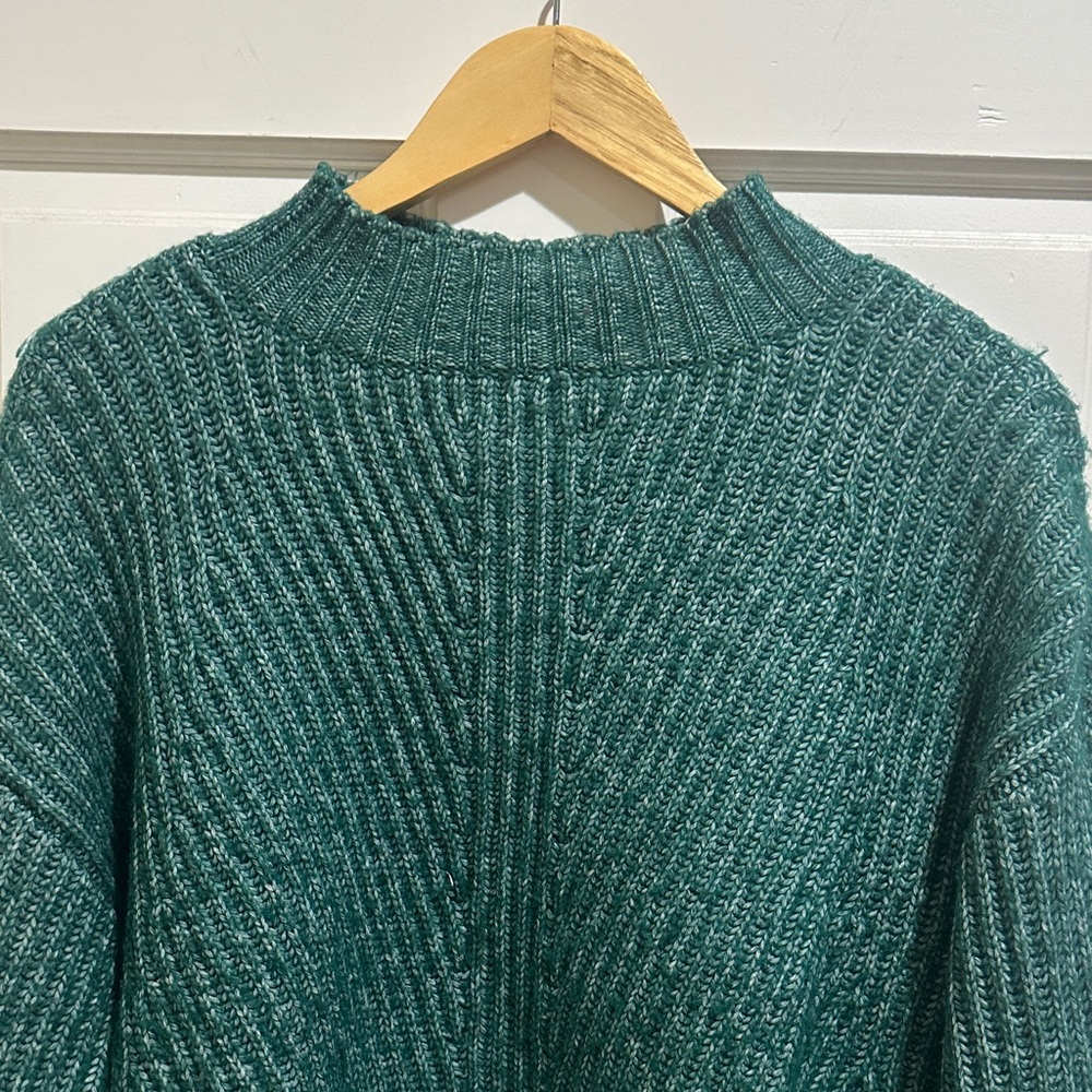 Green Ribbed Women's Sweater - Picture 3 of 5